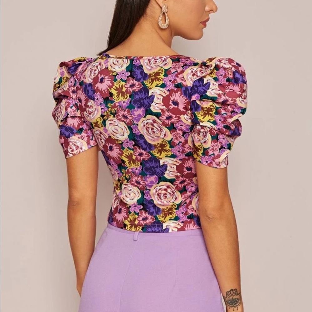 Purple Boho Floral Top - Picture 2 of 4